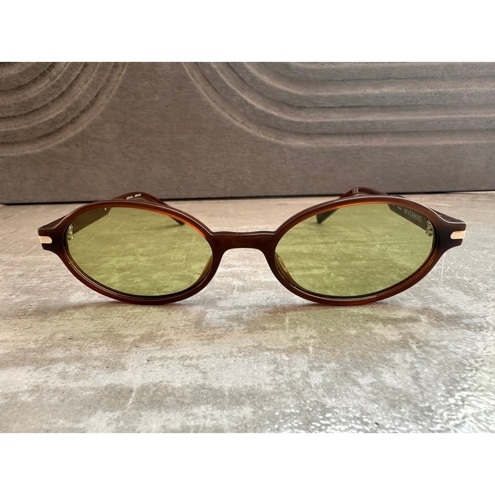 Quay Nevermind Sunglasses Unisex Brown Yellow Tinted Oval Frame